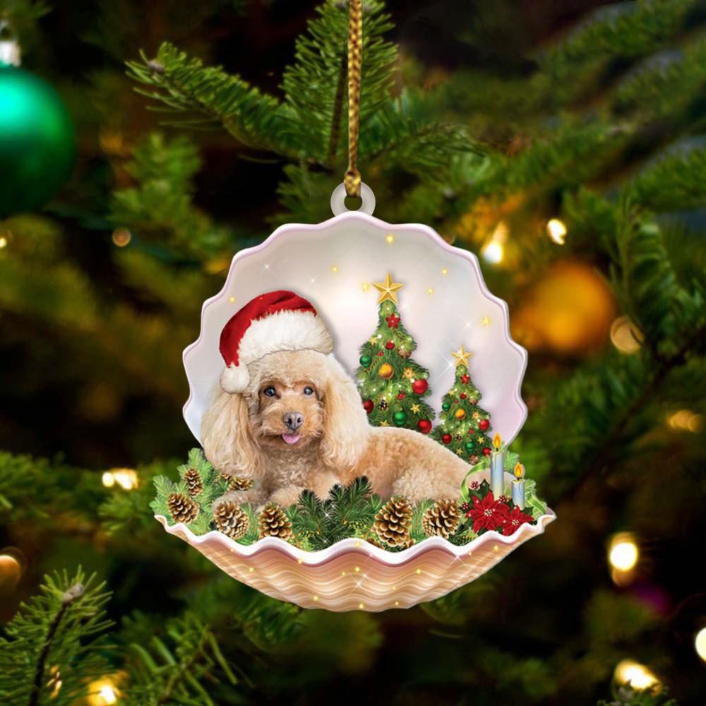 Poodle 2 Lie In Seashell Xmas-Two Sided Ornament