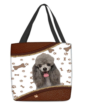 Poodle4-Zipper Texture-Cloth Tote Bag