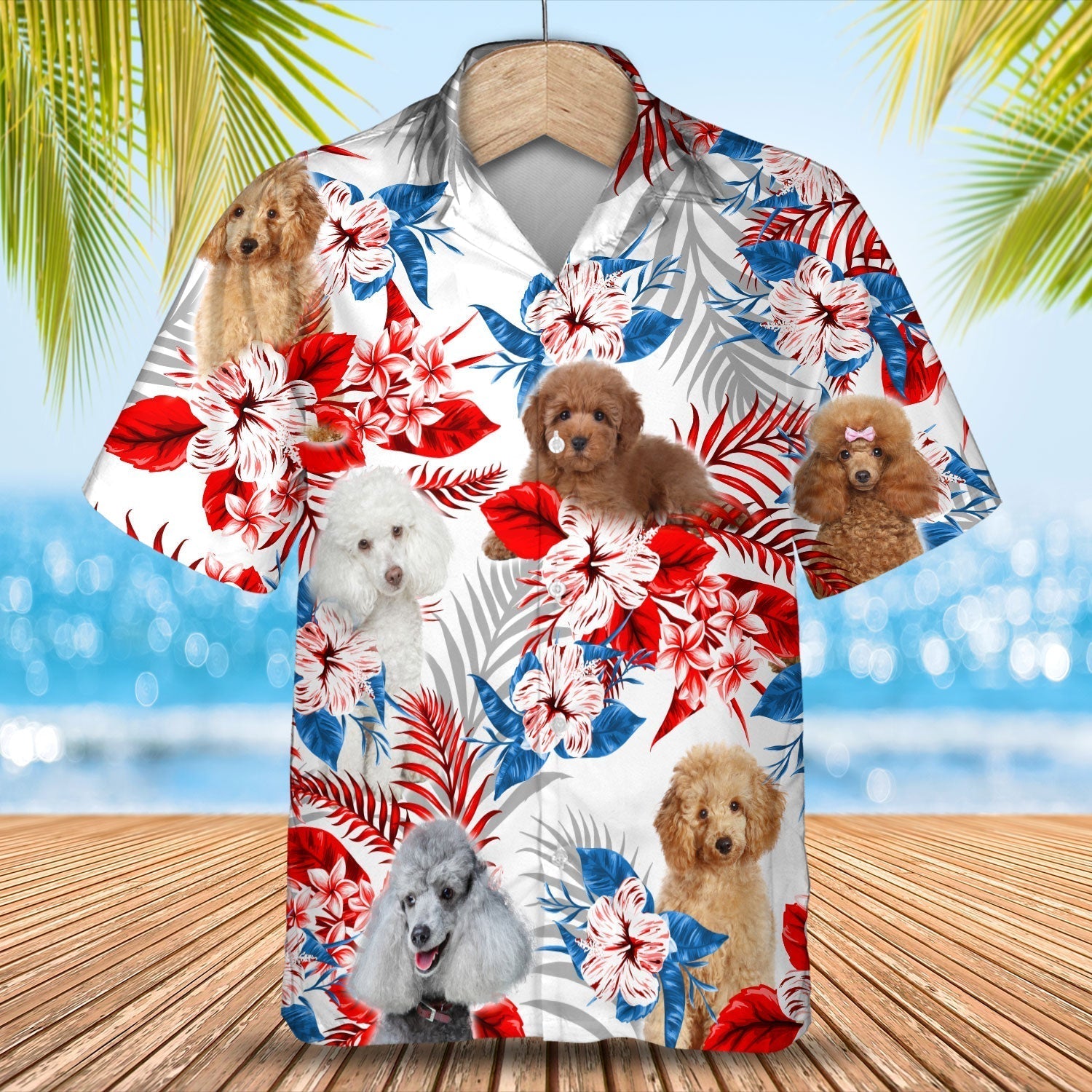 Poodle American Flag Hawaiian Shirt