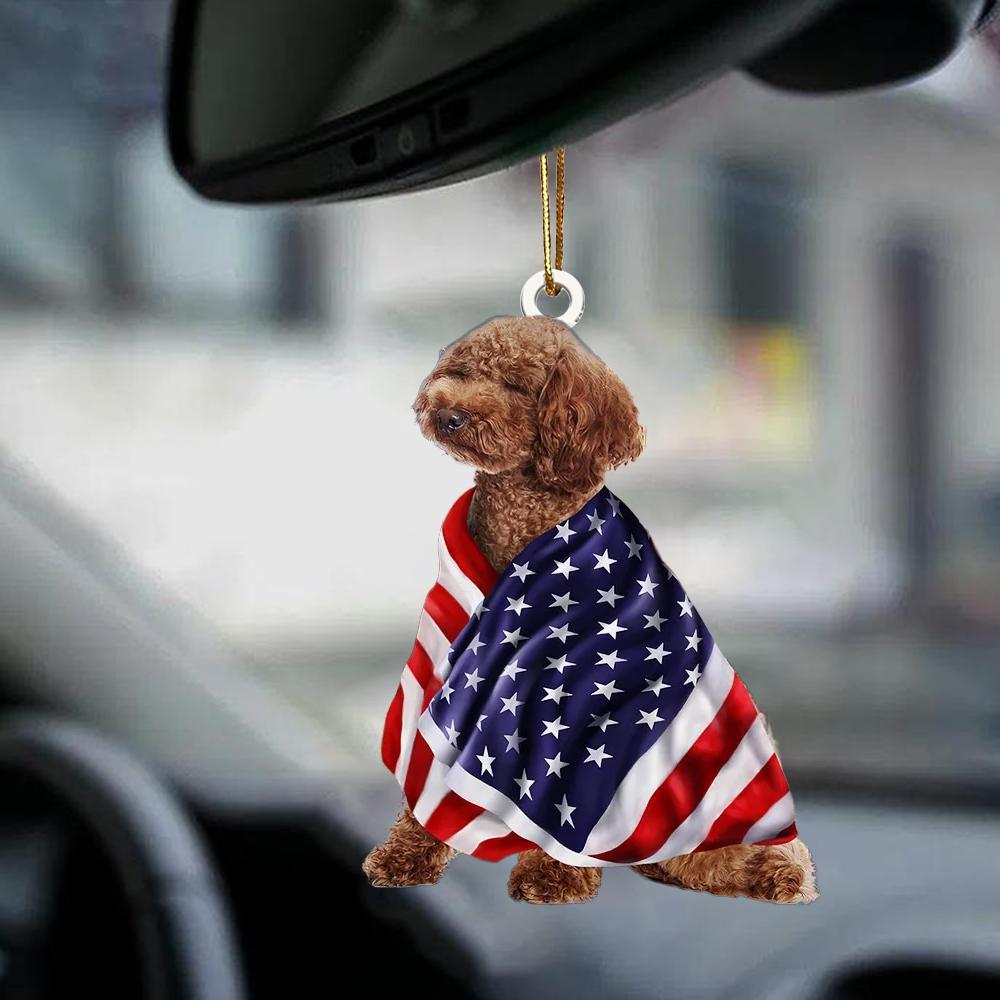 Poodle American Patriot Flag Two Sided Ornament