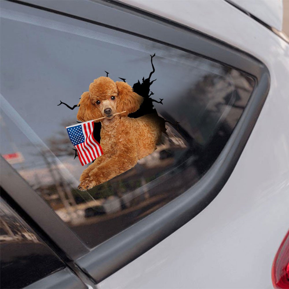Poodle And American Flag Independent Day Car Sticker Decal