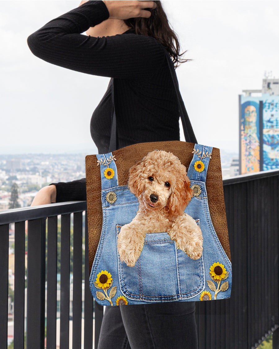 Poodle And Sunflower-Cloth Tote Bag