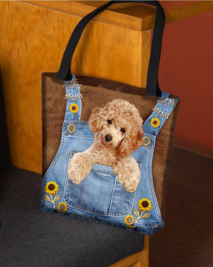 Poodle And Sunflower-Cloth Tote Bag