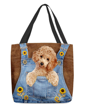 Poodle And Sunflower-Cloth Tote Bag