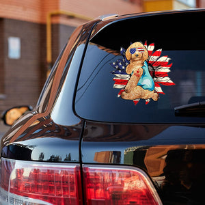 Poodle Dog Happy Independence Day Car Sticker