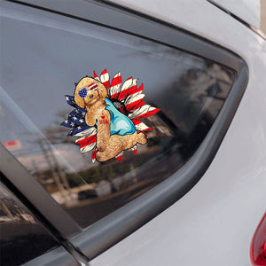 Poodle Dog Happy Independence Day Car Sticker