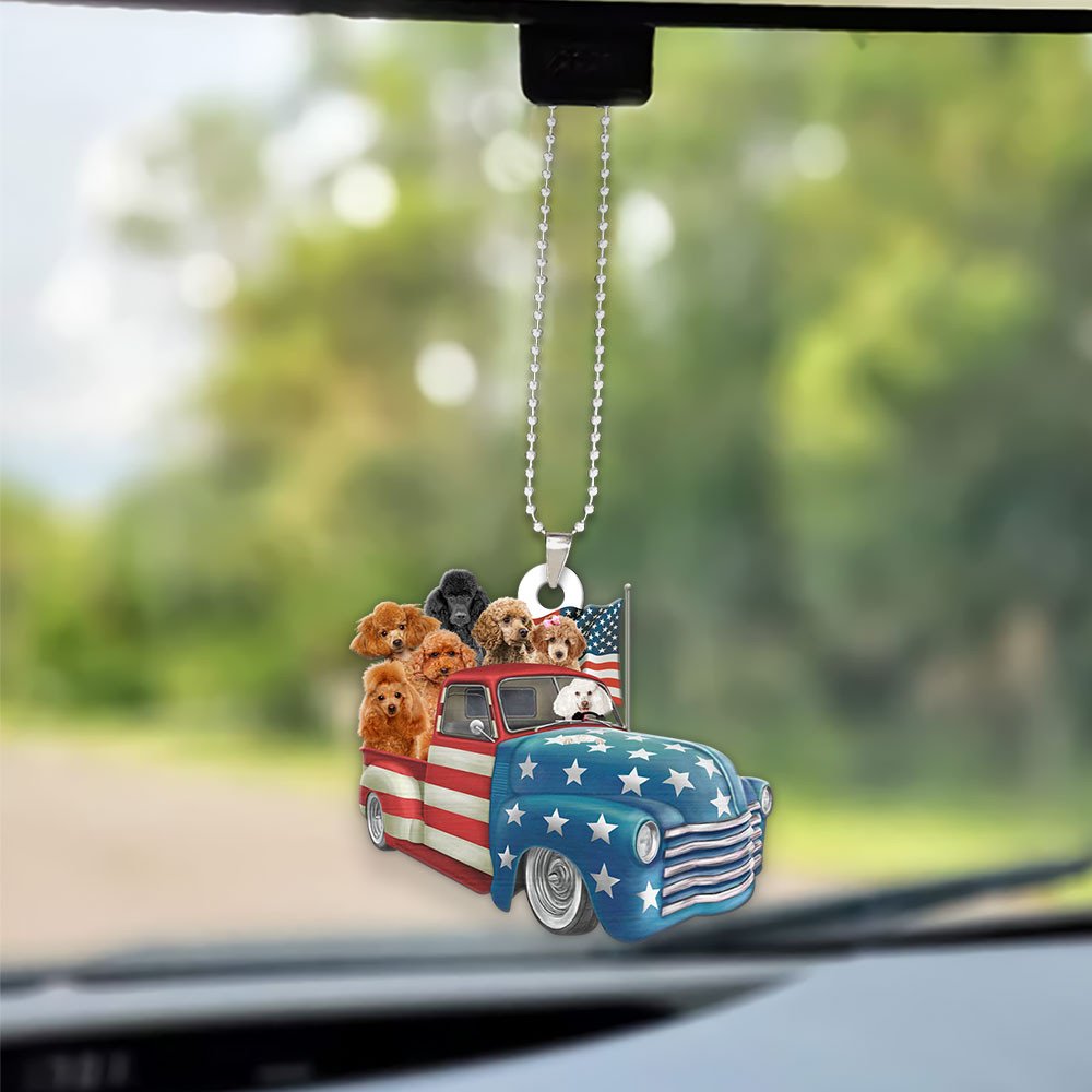 Poodle Happy Independence Day Two Sides Ornament