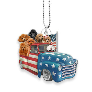 Poodle Happy Independence Day Two Sides Ornament