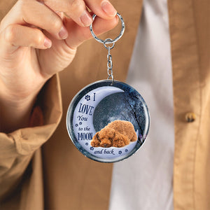 Poodle Moon Back-Round Resin Epoxy Metal Keychain