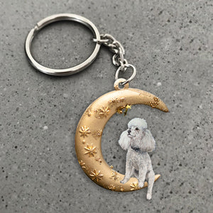 Poodle-Dog & Moon Flat Acrylic Keychain