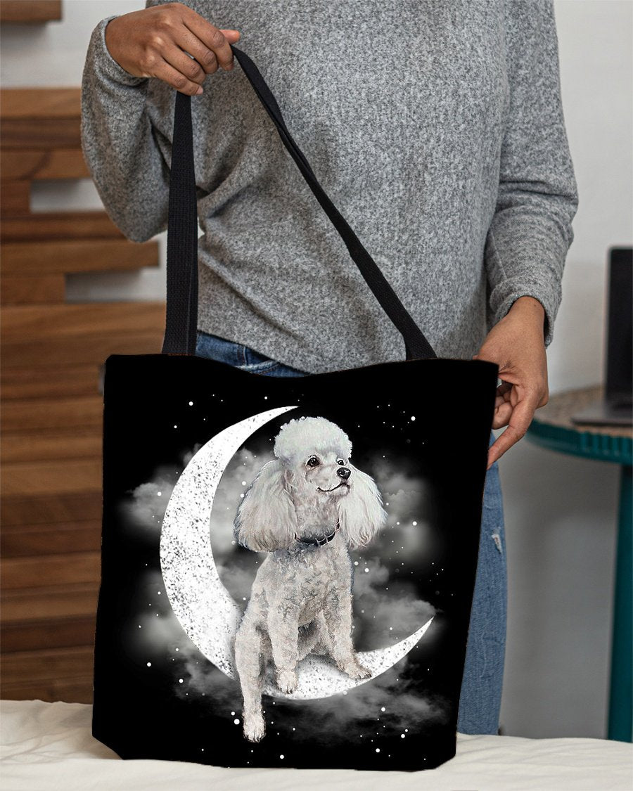 Poodle Sit On The Moon With Starts-Cloth Tote Bag