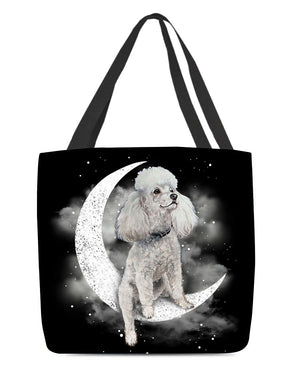 Poodle Sit On The Moon With Starts-Cloth Tote Bag