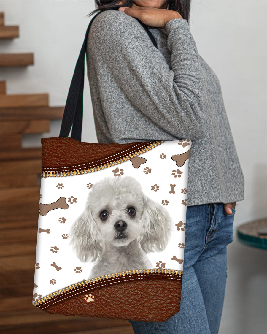 Poodle (2)-Zipper Texture-Cloth Tote Bag