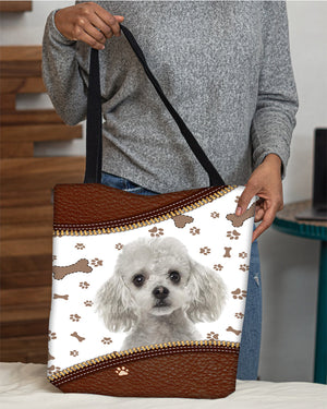 Poodle (2)-Zipper Texture-Cloth Tote Bag