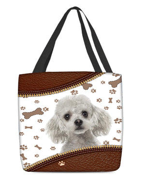 Poodle (2)-Zipper Texture-Cloth Tote Bag