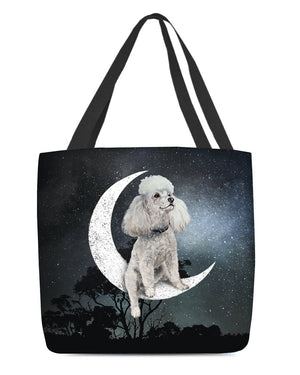 Poodle(4)-Sit On The Moon-Cloth Tote Bag