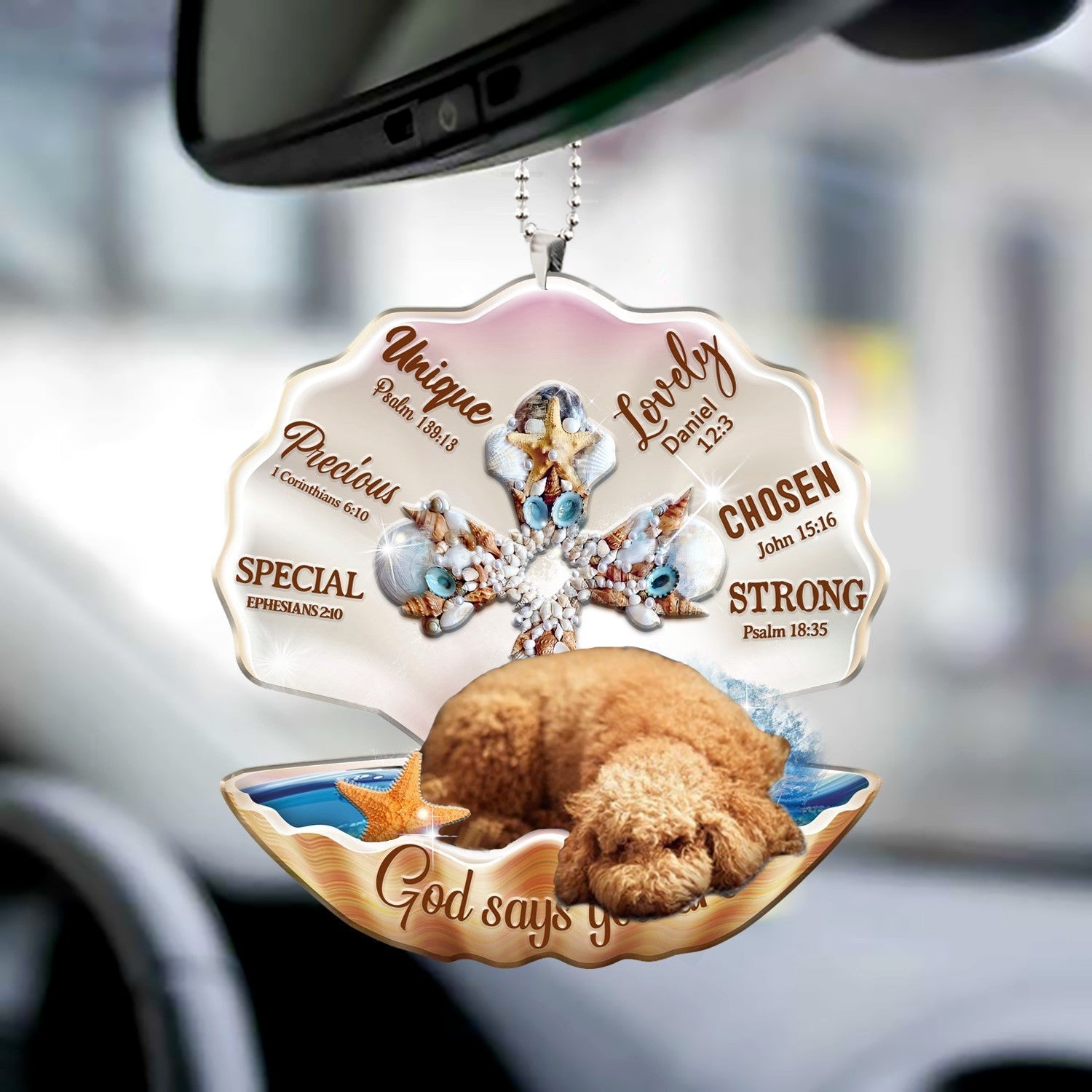 Poodle-You Are Cross In Seashell-Two sides ornament