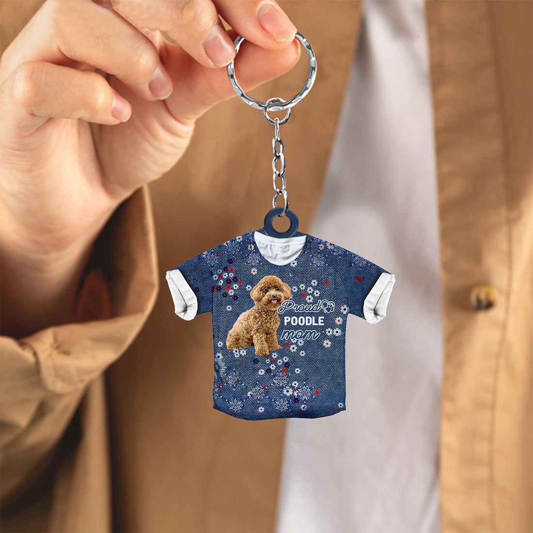 Poodle-Pround Mom-flat Acrylic Keychain