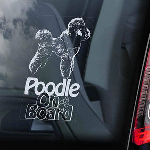 Poodle on Board-Car Window Sticker-Dog Sign Decal