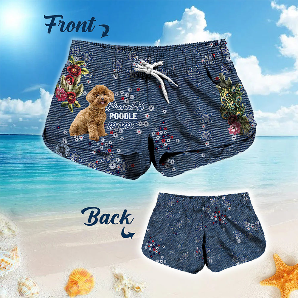 Poodle Pround Mom-Women Hawaii Beach Shorts