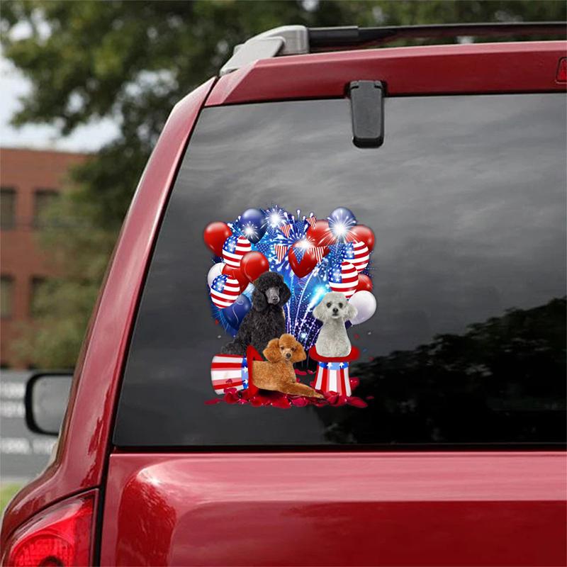 Poodle - Fireworks Celebration Car Sticker