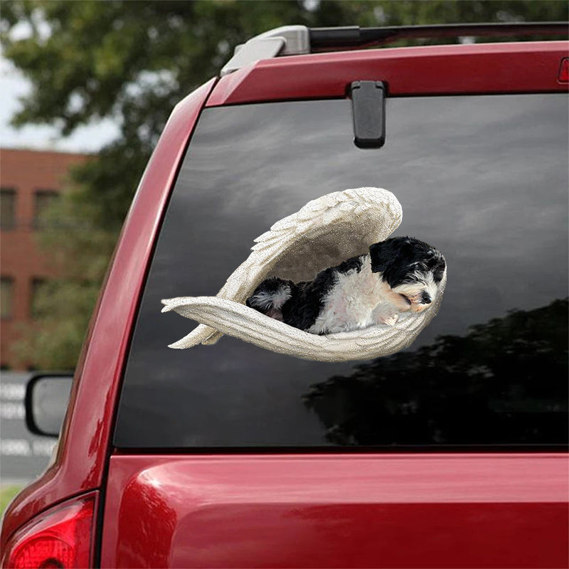 Portuguese Water Dog-sleeping angel CAR STICKER