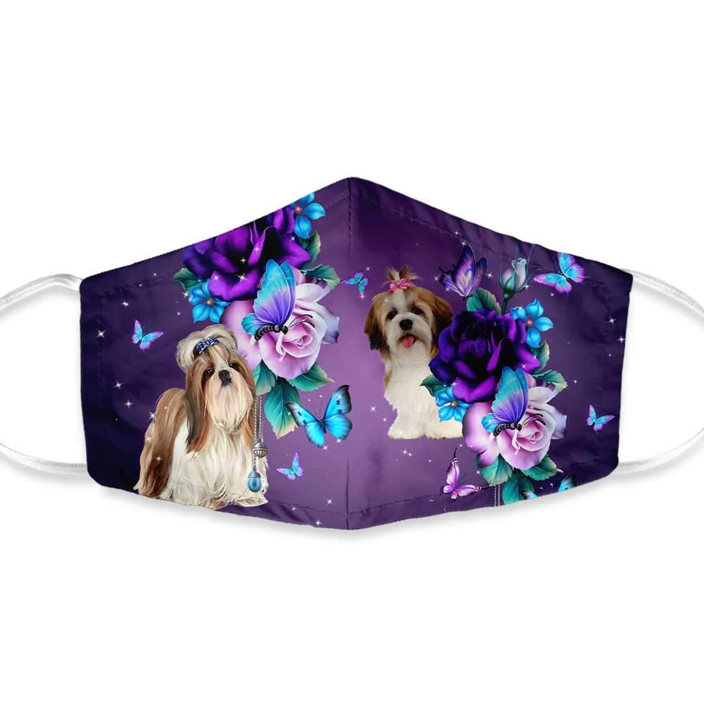 Pretty Purple Rose Shih Tzu EZ35 1603 Face Mask