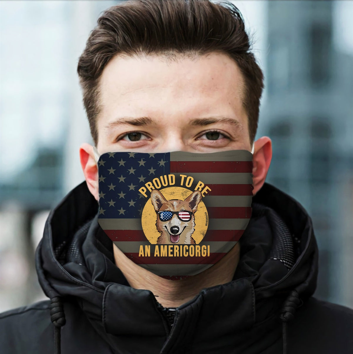 Proud to be an AmeriCorgi EZ17 2905 Face Mask