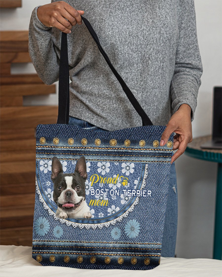 Pround Boston terrier mom-Cloth Tote Bag