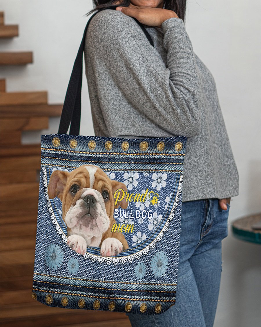 Pround Bulldog mom-Cloth Tote Bag