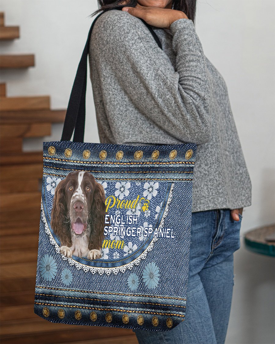 Pround English Springer Spaniel mom-Cloth Tote Bag