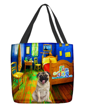 Pug in the bedroom-Cloth Tote Bag