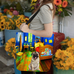 Pug in the bedroom-Cloth Tote Bag