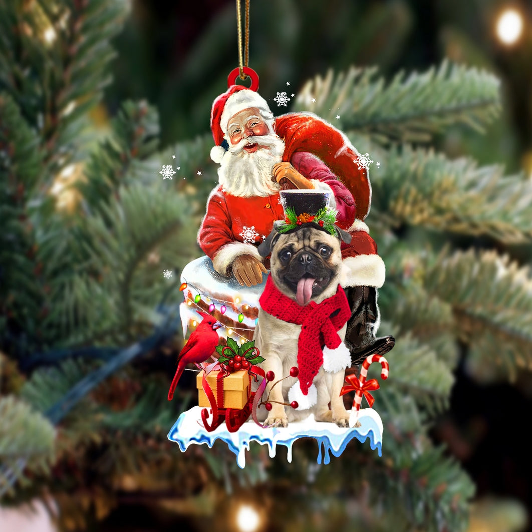 Pug-Christmas Chimney Two Sided Ornament