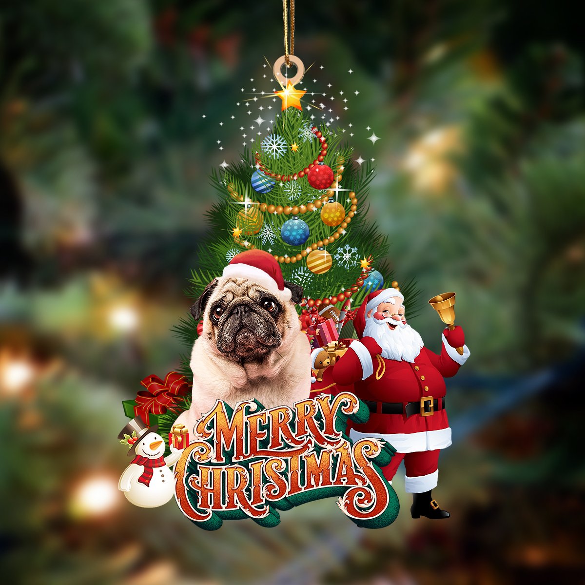 Pug-Christmas Tree&Dog Hanging Ornament