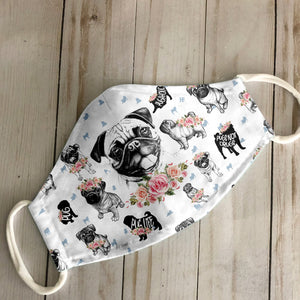 Pug Dog Floral Vintage EZ07 2905 Face Mask