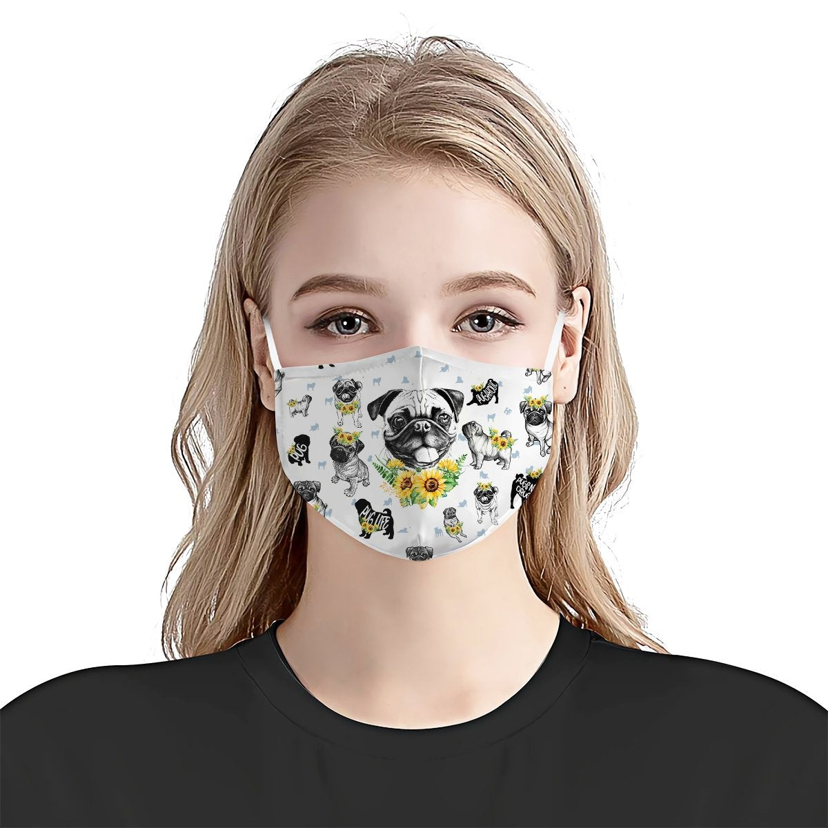Pug Sunflower EZ07 2206 Face Mask