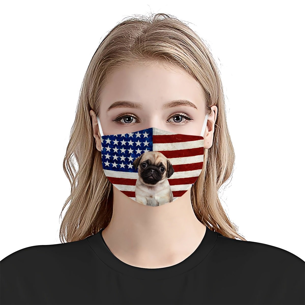 Pug With American Flag EZ01 1604 Face Mask