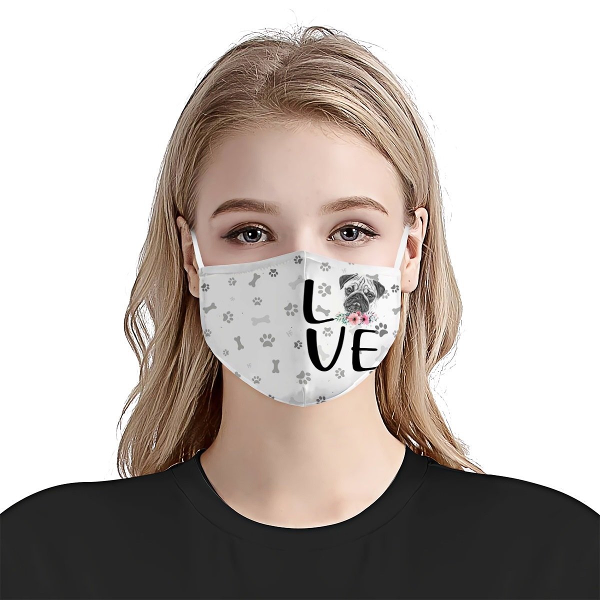 Pug Dog Love EZ01 2504 Face Mask