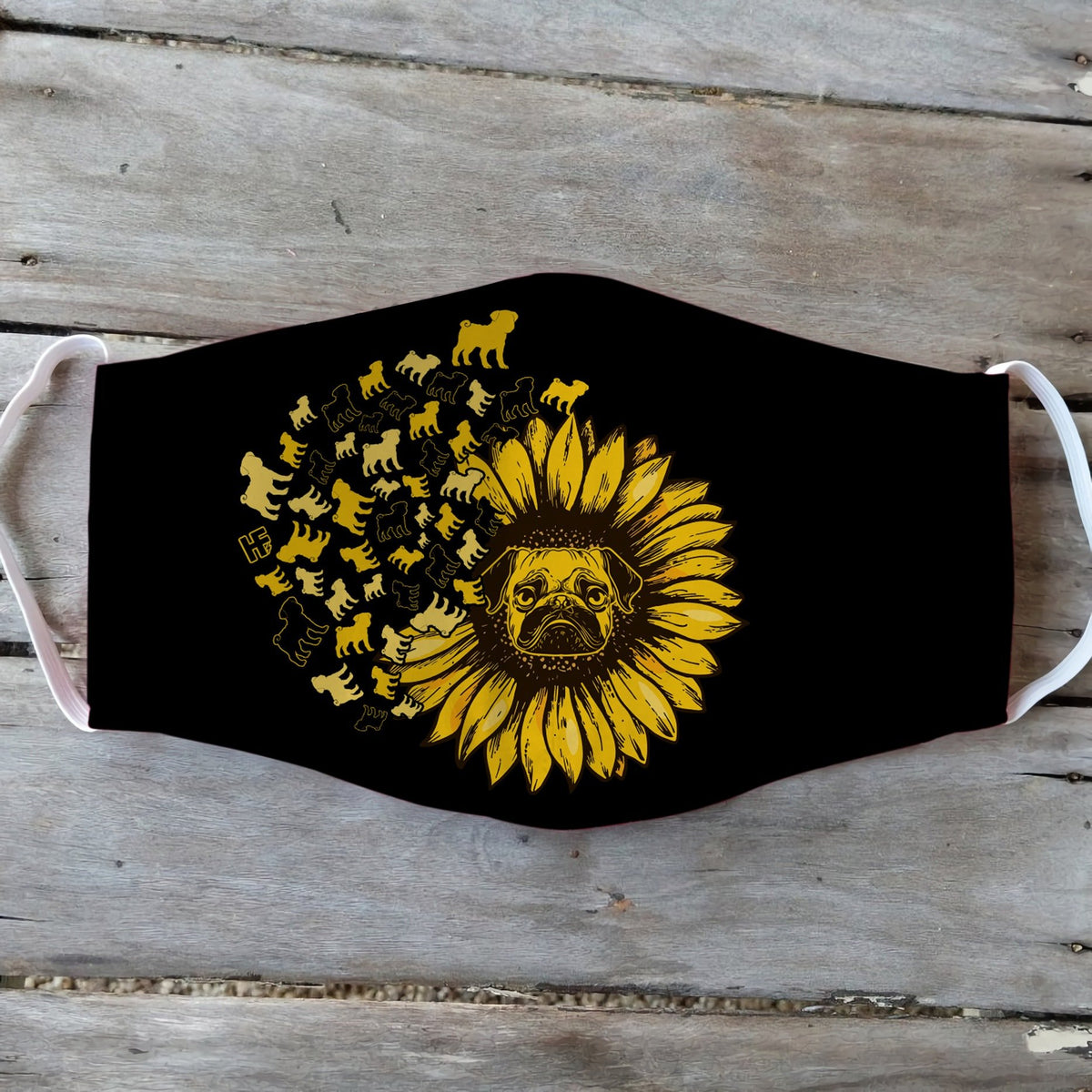 Pug Dog Sunflower Leaf EZ01 2404 Face Mask