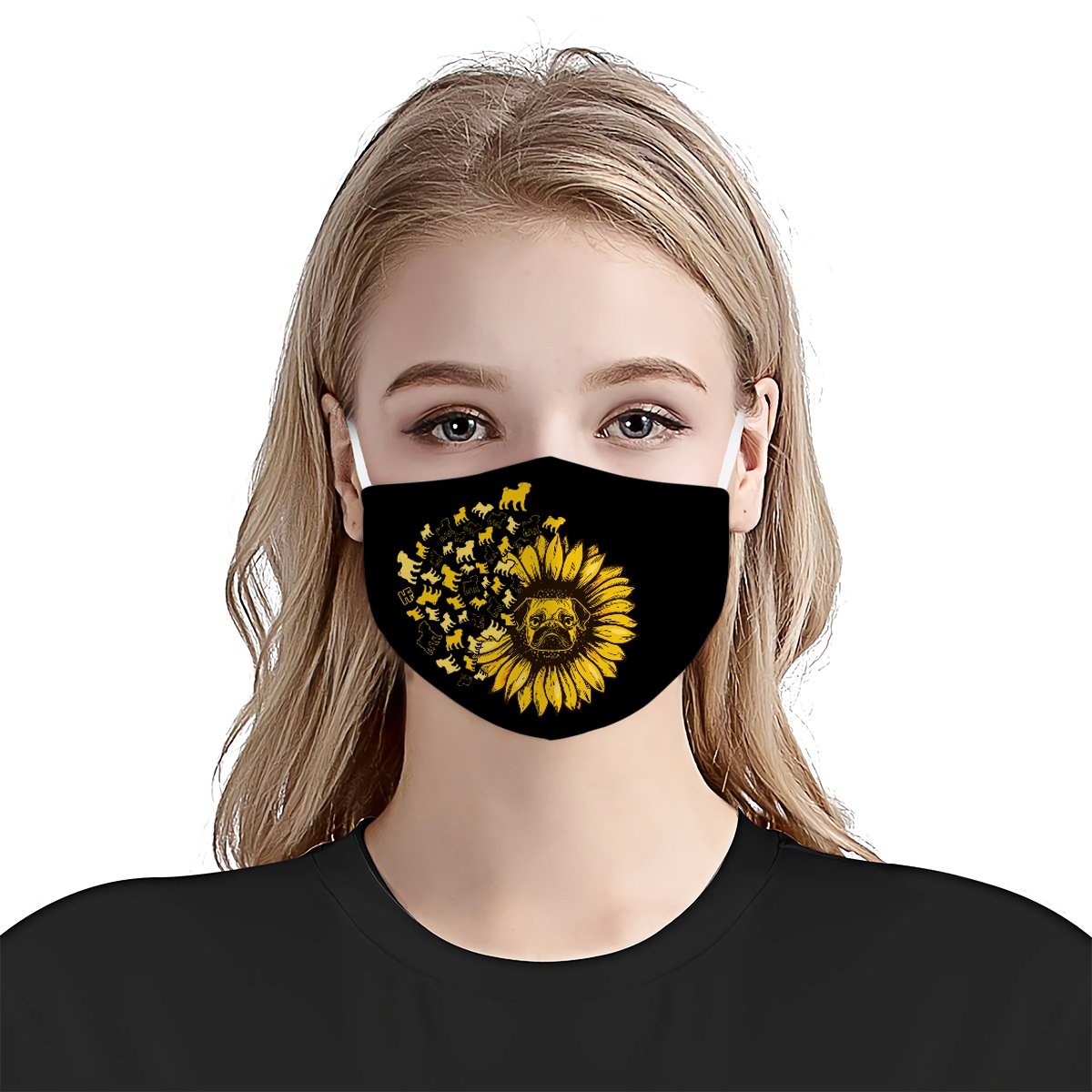 Pug Dog Sunflower Leaf EZ01 2404 Face Mask