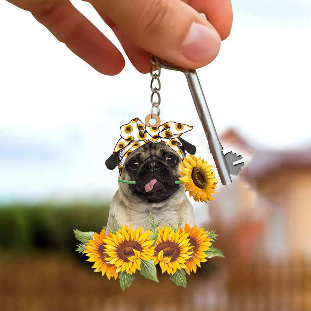 Pug-Dog Mom Keychain