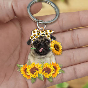 Pug-Dog Mom Keychain