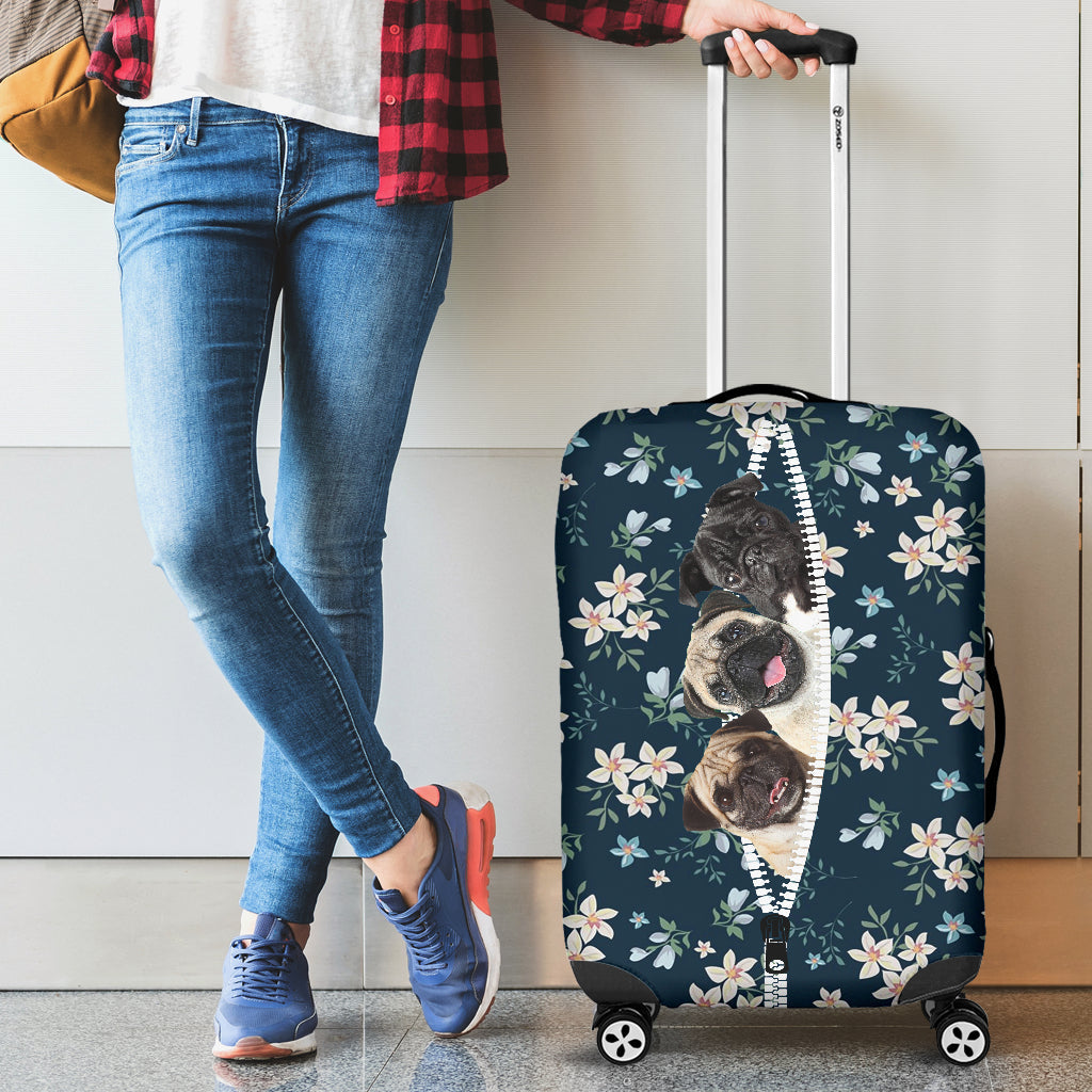 Pug-Flowers-Luggage covers