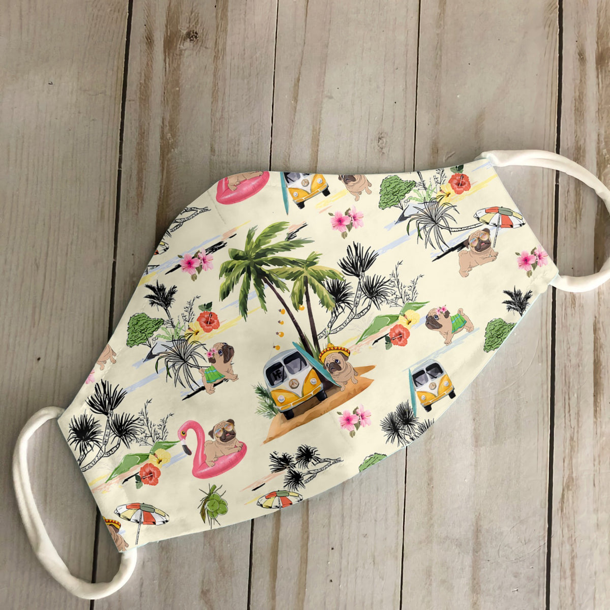 Pug Hawaii Beach EZ07 2207 Face Mask