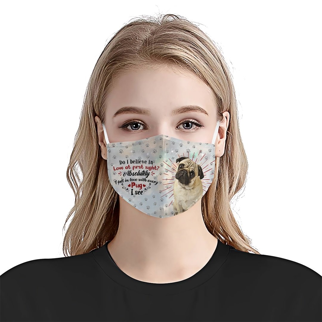 Pug I See White EZ16 0907 Face Mask