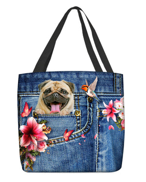 Pug-Lily Cloth Tote Bag