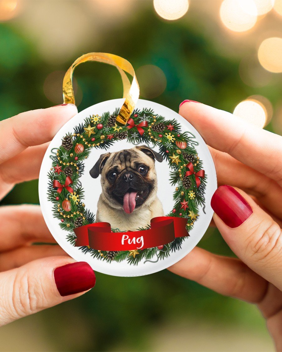 Pug-Noel Circle-Two Sided Ornament