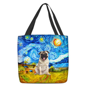 Pug-Oil Painting-Cloth Tote Bag