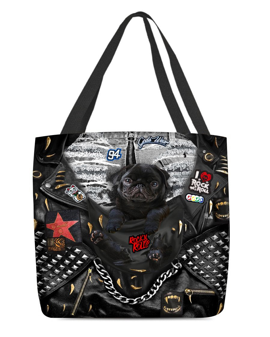 Pug-Rock Dog-Cloth Tote Bag